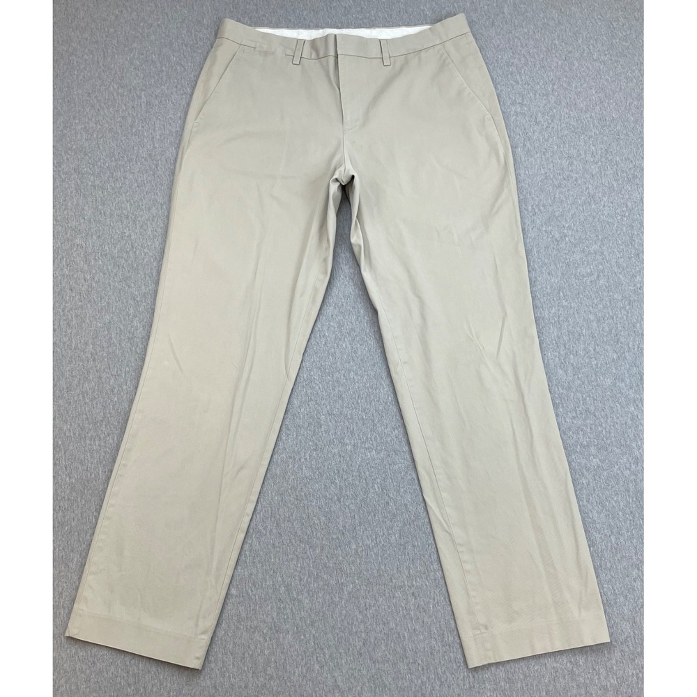 Express Pants Mens 31 x 32 Beige Cotton Blend Stretch Flat Front Chino